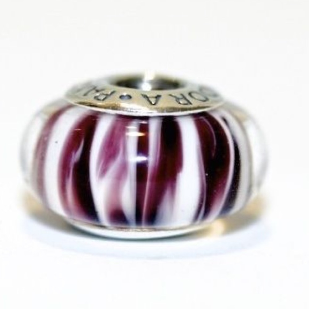 Pandora Purple and White Murano Glass Charm